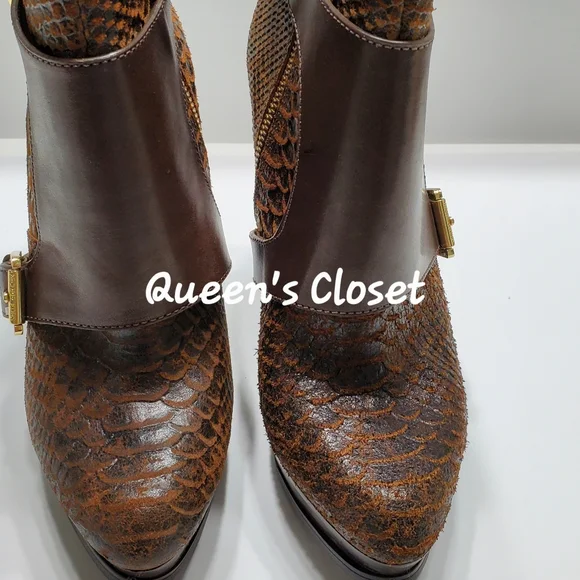 MICHAEL Michael Kors | Platform Snake Embossed Leather Ankle Booties | BRAND NEW - Picture 5 of 9